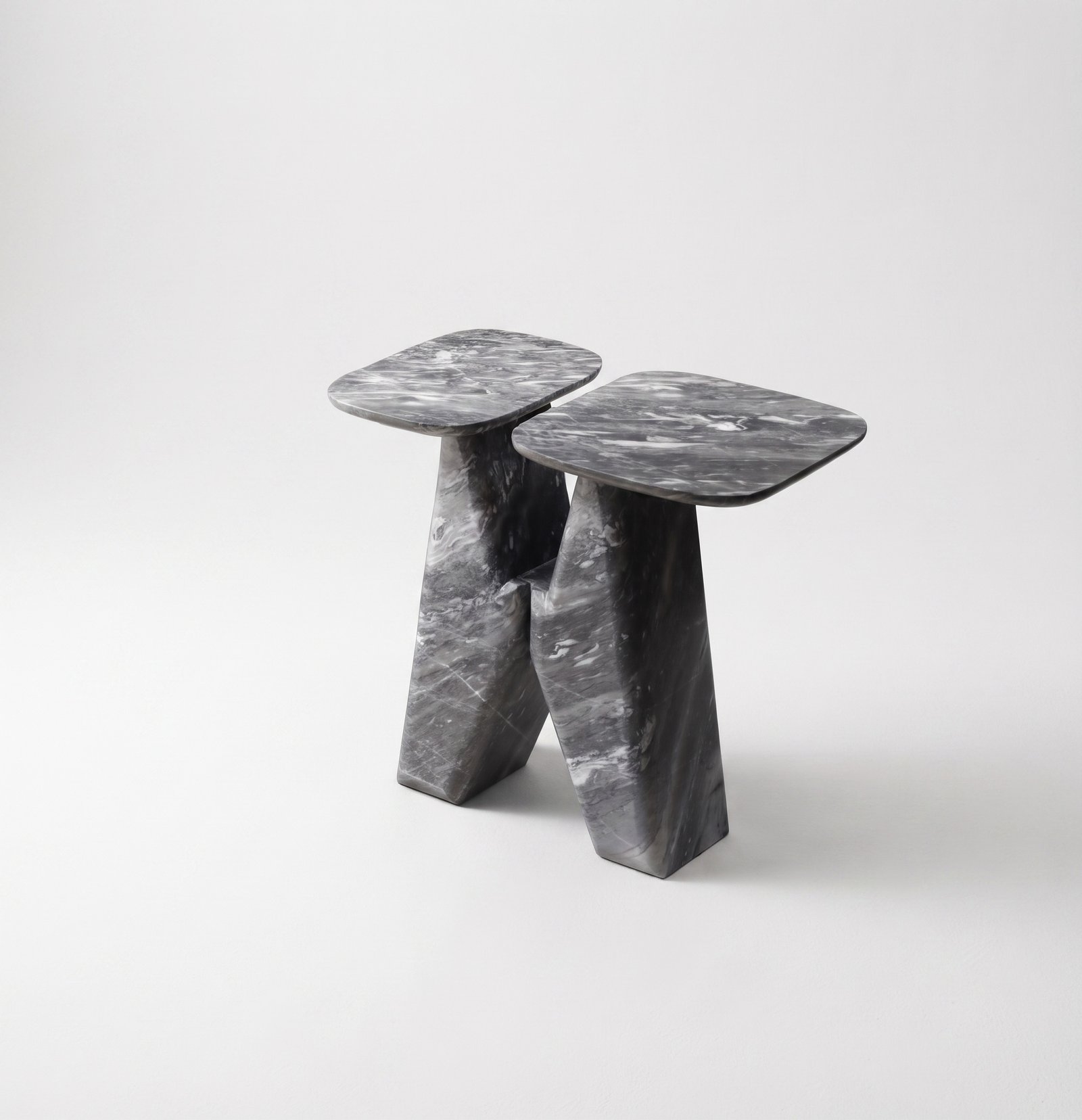 Kado Side Table by Drusch Design, gray Masahua marble