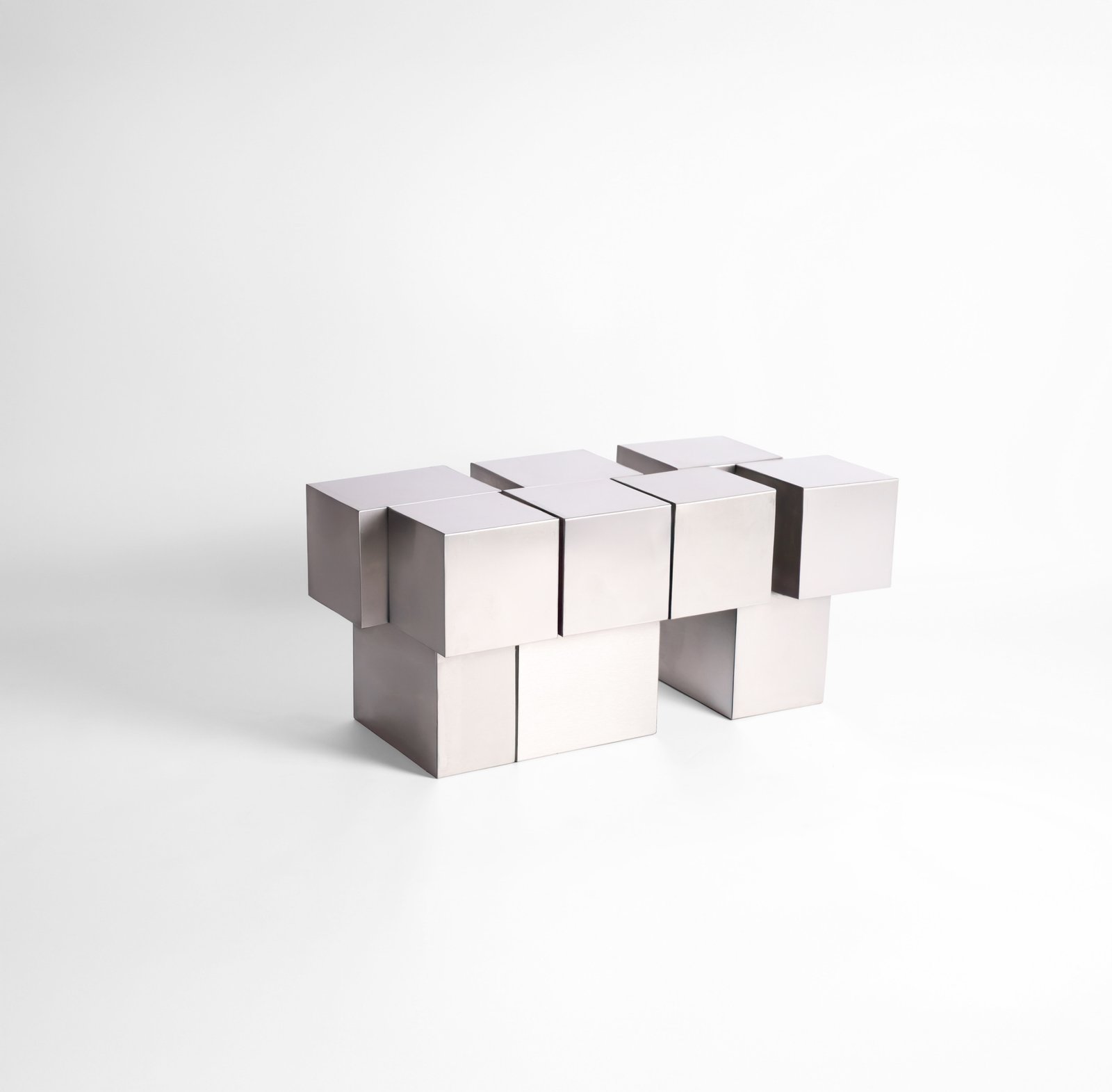 Nexus 67 Bench by Drusch Design, stainless steel sheet, 1 1/2 inch thickness, 8 gauge