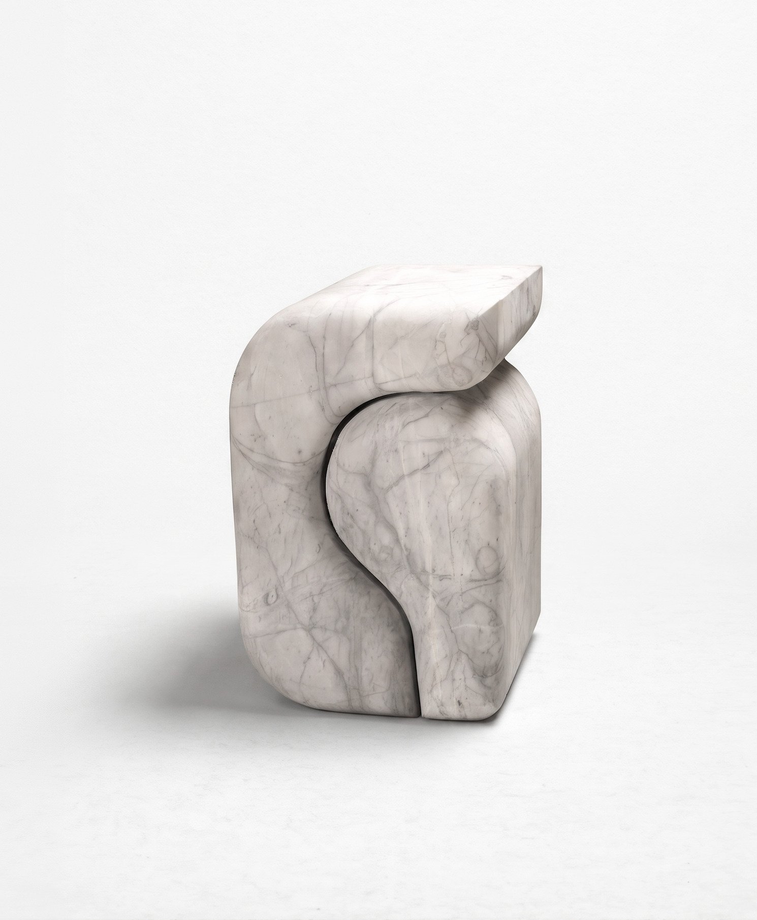 Nucleation Side Table by Drusch Design, white Marble