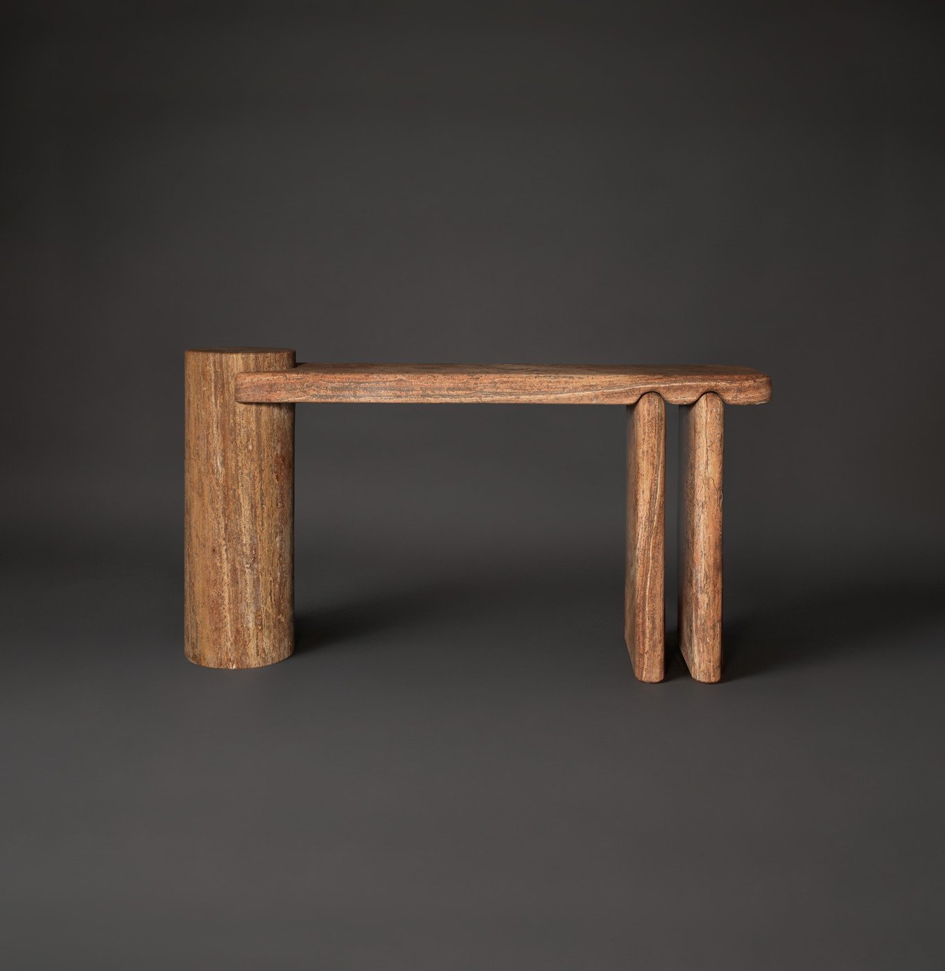Orion Red Travertine Console Table by Drusch Design