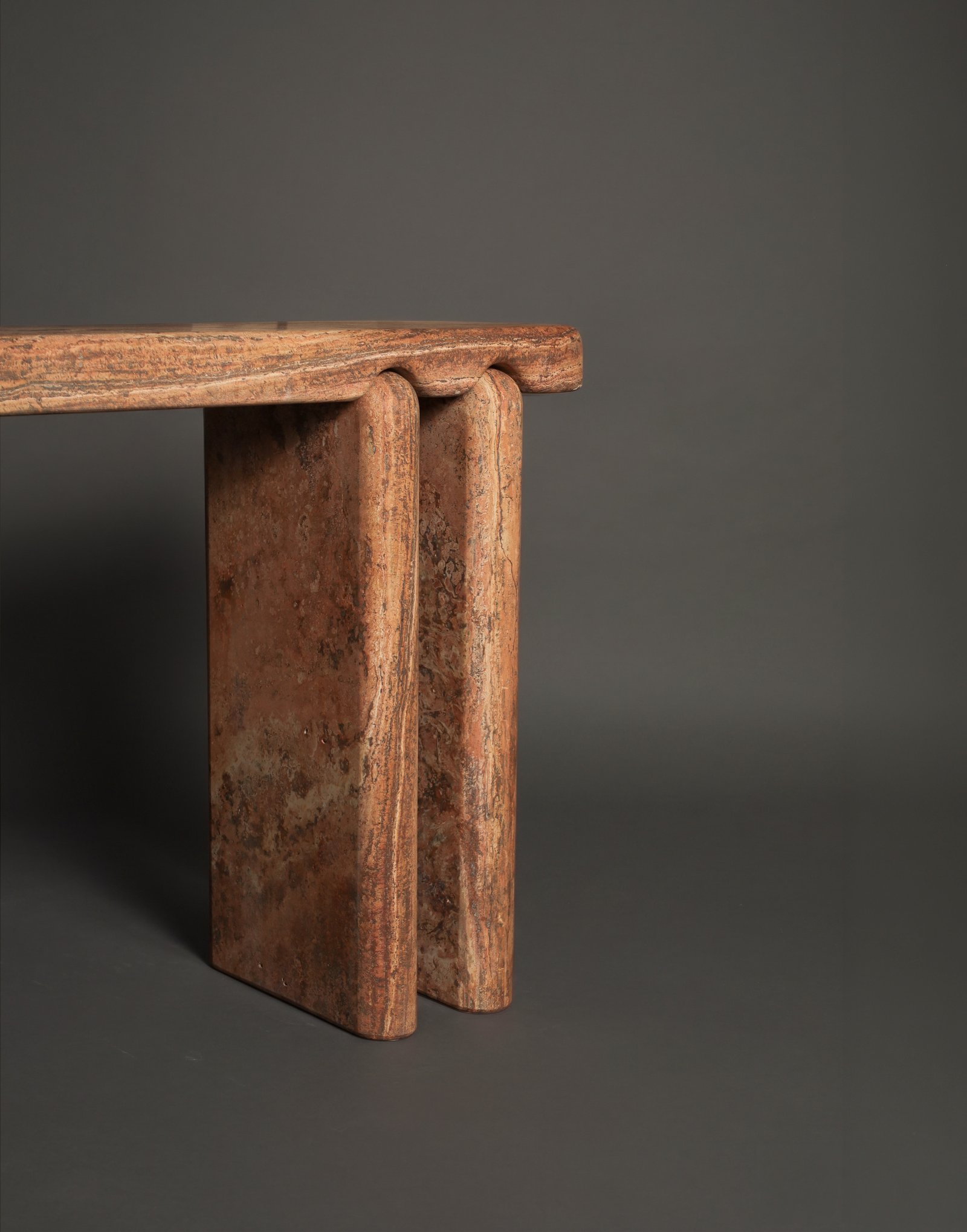 Orion Red Travertine Console Table by Drusch Design
