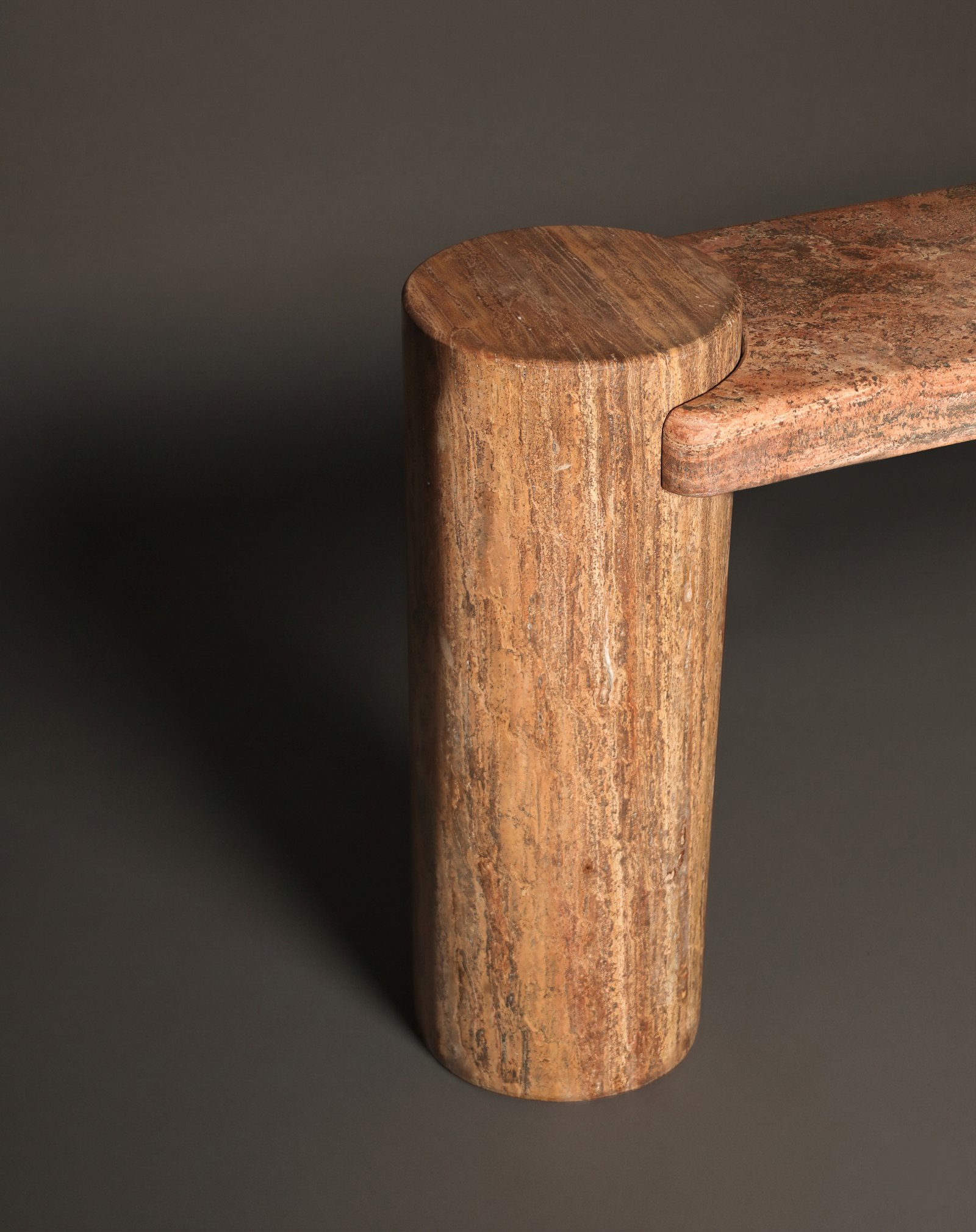 Orion Red Travertine Console Table by Drusch Design