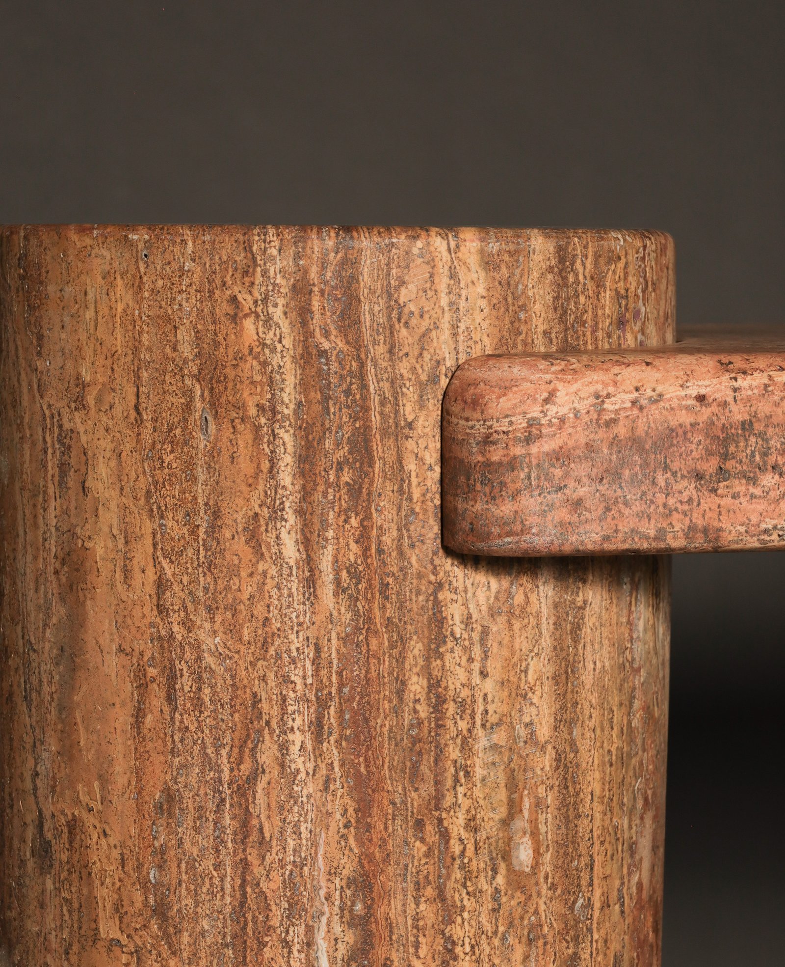 Orion Red Travertine Console Table by Drusch Design
