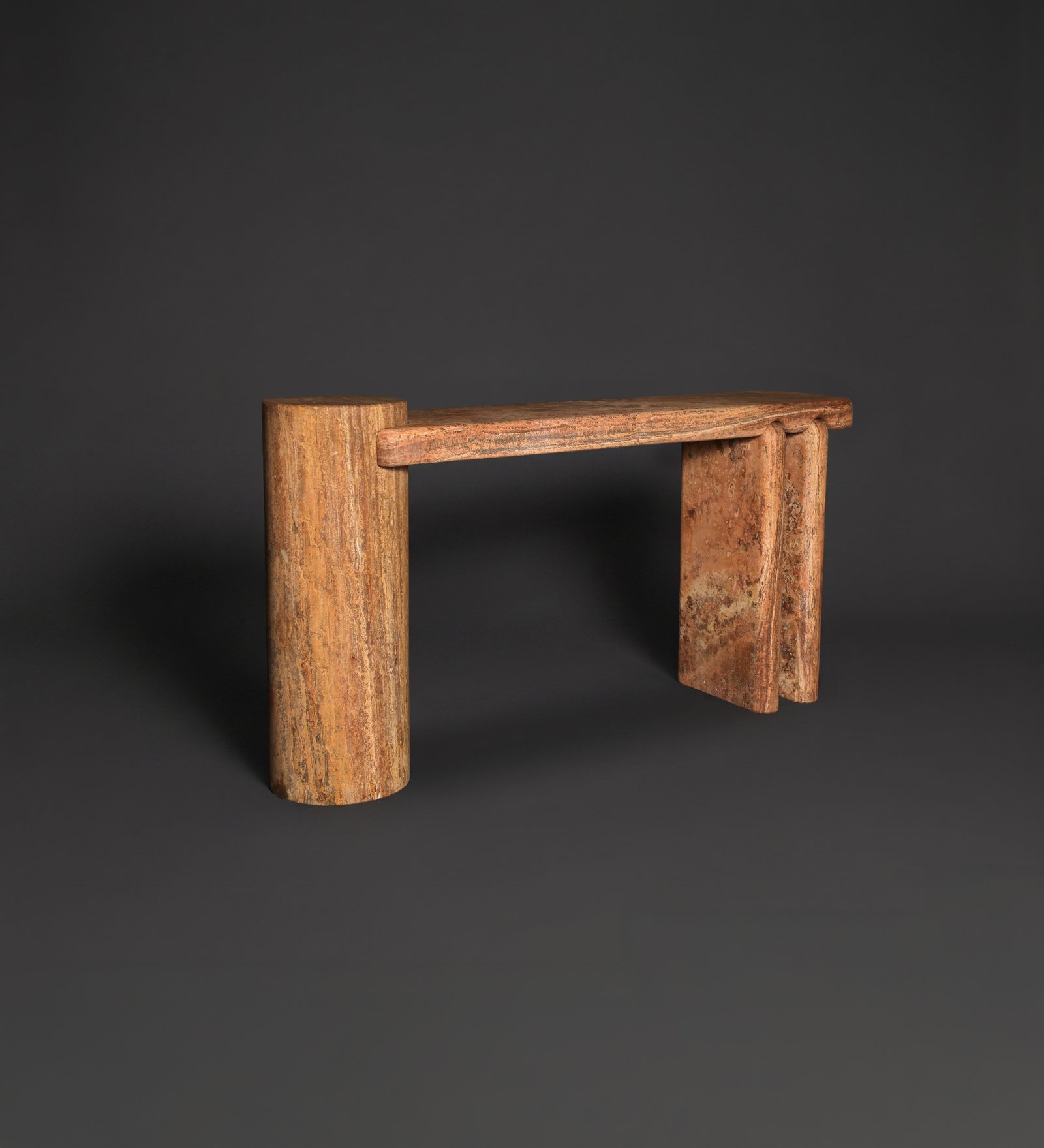 Orion Red Travertine Console Table by Drusch Design