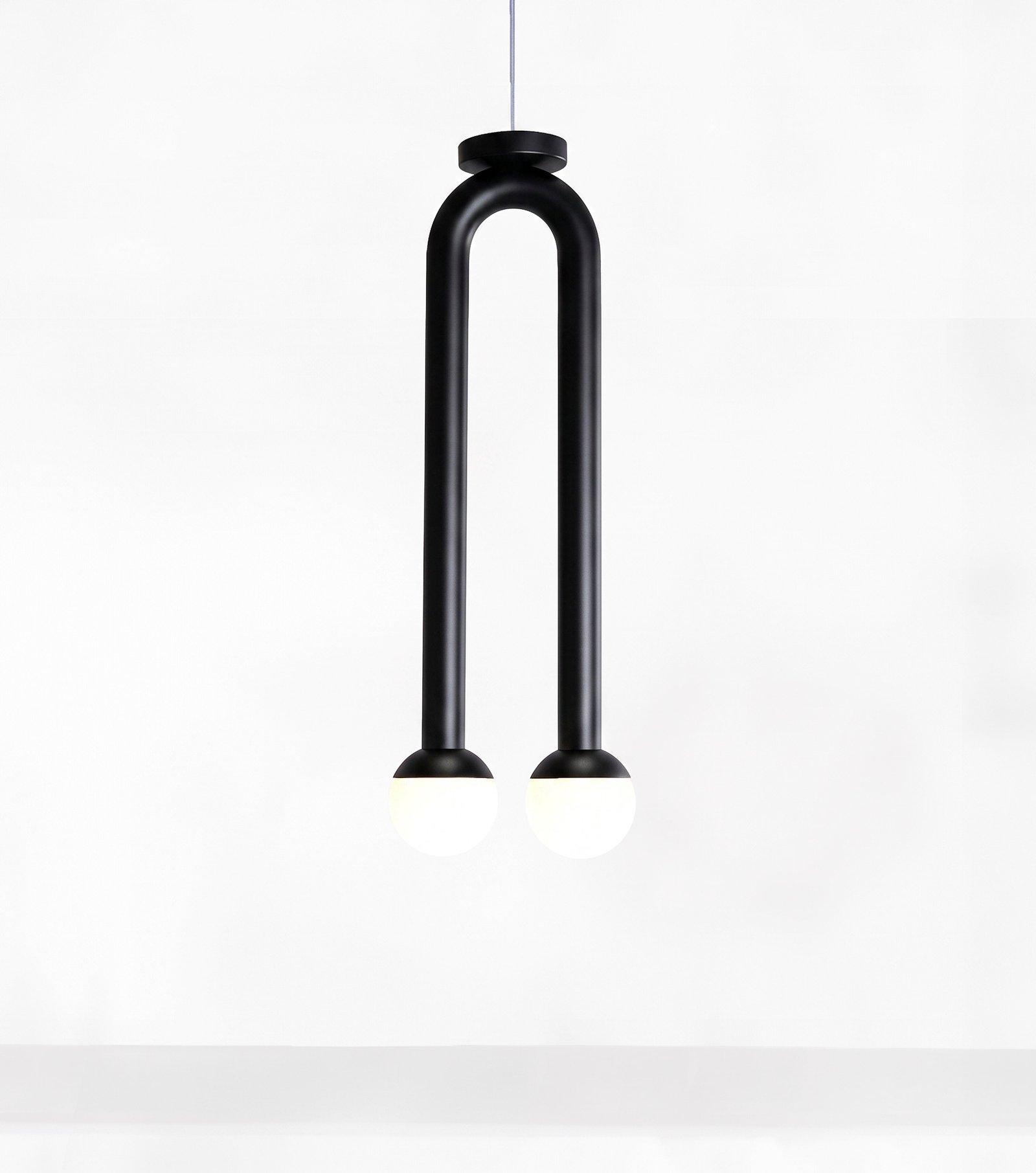 UMU Pendant Lamp by Drusch Design, 2 inch iron pipe and frosted glass globes